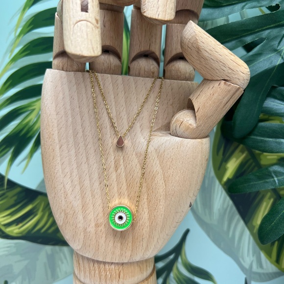 Dainty Evil Eye Multi-Strand Necklace - Evil Eye Minimalist Layered Necklace - Picture 10 of 16